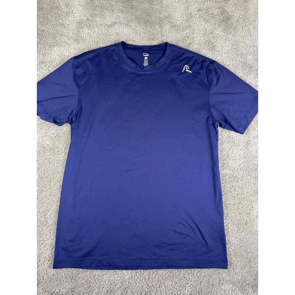Rhoback Mens Performance T-Shirt Navy Blue Short Sleeve Logo Activewear Size M